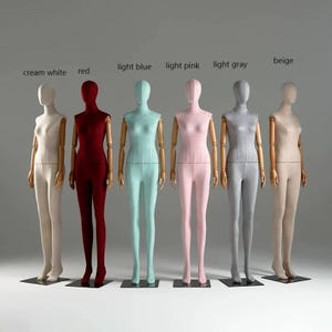 6 Colors Full Body Suede Velvet Wooden Articulated Arms Straight Pose Female Mannequin Dress Form Alaia