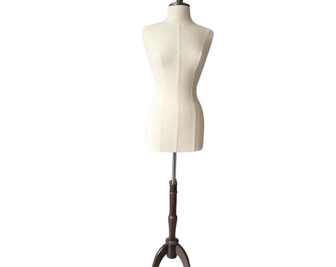 Sewing Coats Display Dress Display Vintage Chest Size 94cm Dark Wooden Base Linen Mannequin Dress Form Teressa