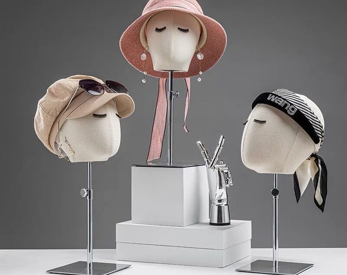 Cheap Hats Display Wigs Display Headband Display Adjustable Silver Square Base Female Mannequin Head Jasmine