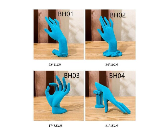 Lilladisplay blue color coating velvet mannequin hands display jewelry display BH