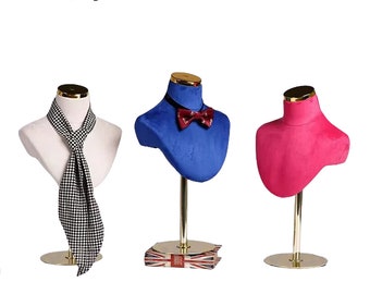 Gold Base Cream Suede Velvet Female Mannequin Display Bust Stand Jolin