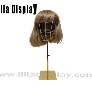 lilladisplay hauteur réglable base en or fil d'or tête de mannequin femme L03 image 3