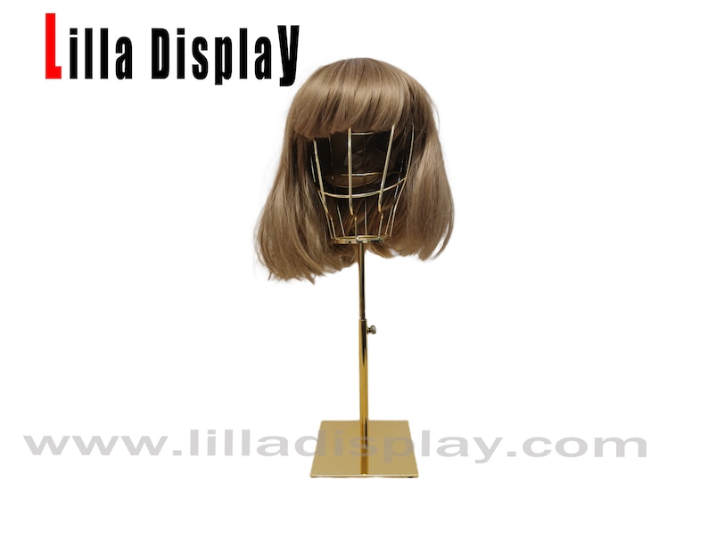 lilladisplay hauteur réglable base en or fil d'or tête de mannequin femme L03 image 3