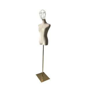 Adjustable Gold Base Gold Wire Head Female Mannequin Dress Form Clara