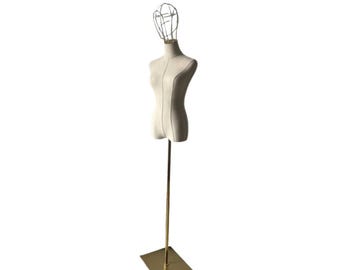 Adjustable Gold Base Gold Wire Head Female Mannequin Dress Form Clara