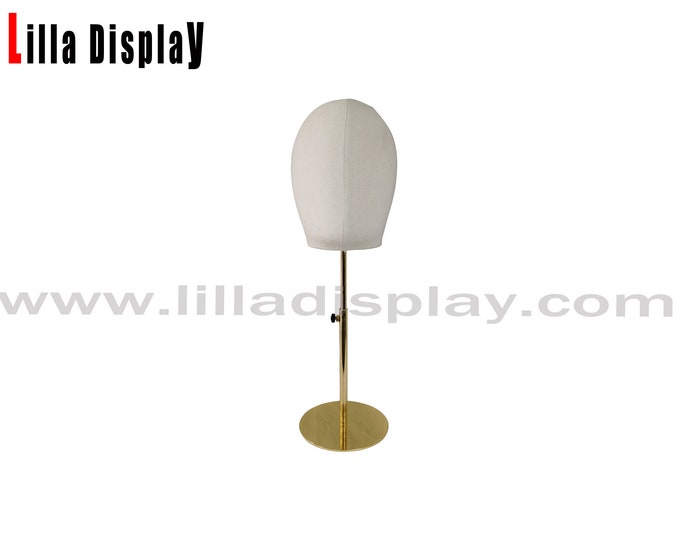 Pinnable sewing 59cm head size adjustable gold base male mannequin head MH01