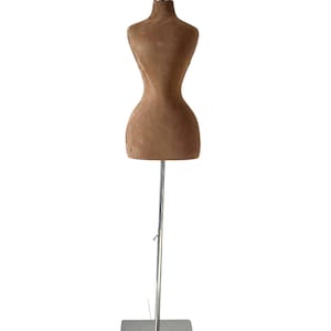 Tan Color Suede Velvet Wasp Waist Female Mannequin Dress Form  Vanessa