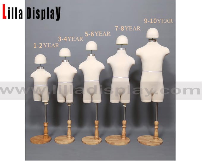 Adjustable wooden base Unbreakable pinnable sewing 7-8 years old child dress form with caps SC04