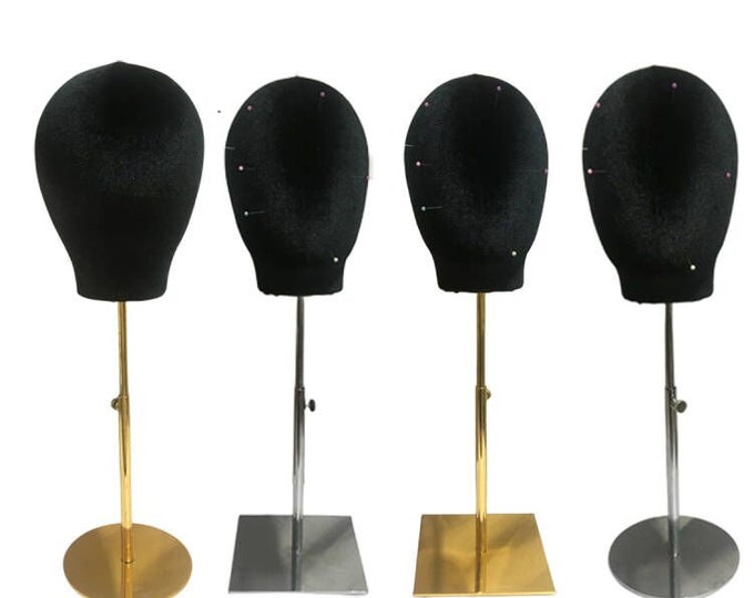Pesonlized Colors Sewing Pinnable Adjustable Gold Round Base  Velvet Female Mannequin Head BW-5
