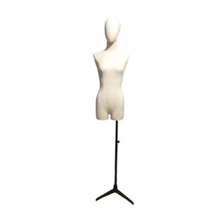 Lilladisplay Black Tripod Base Natural Linen Female Mannequin Dress Form No ARMS Natalia
