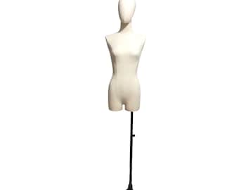 Lilladisplay Black Tripod Base Natural Linen Female Mannequin Dress Form No ARMS Natalia