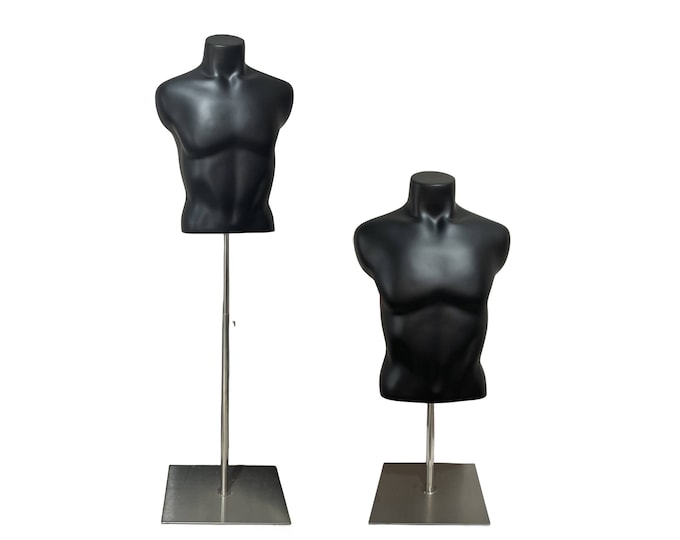 Adjustable Siver Base Black Sports Male Mannequin Torso Manus