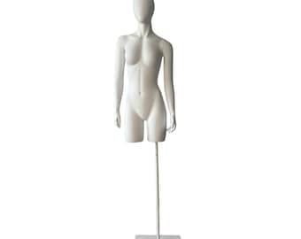 Lingerie Underwear Display Adjustable White Base White Matt Female Mannequin Long Torso Belinda