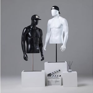 Adjustable Silver Base Black Sports Male Mannequin Torso Mike
