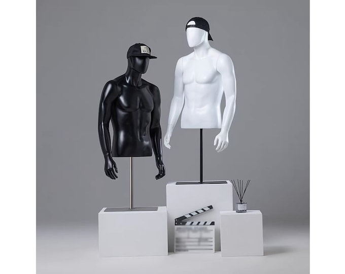 Adjustable Silver Base Black Sports Male Mannequin Torso Mike