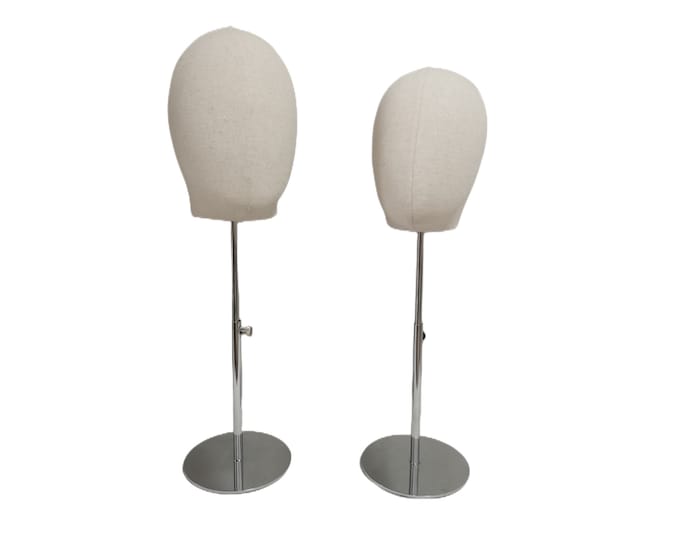 Wigs Display Crowns Display Adjustable Silver Base Natural Linen Female Mannequin Head Nina