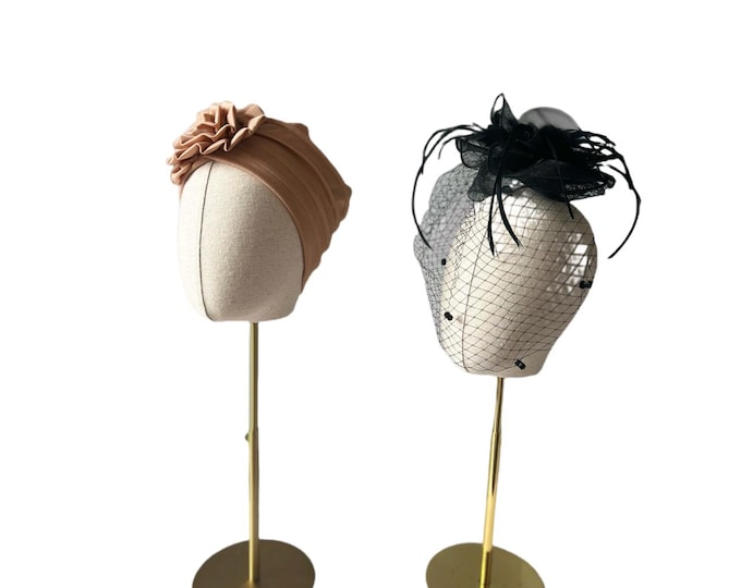 Headband Display Turbay Display Millinery Display Gold Bronze Base Female Mannequin Head SH01