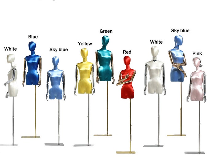 lilladisplay personalized 9 colors adjustable gold base gold arms silk female dress form JoJo