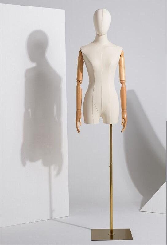 Half Body Female Display Dress Form Mannequin Adjustable , Fabric