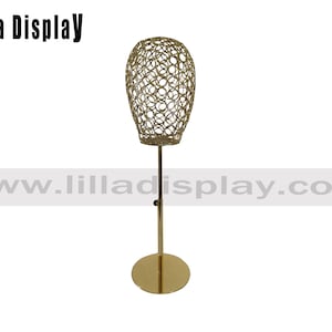 supporto per parrucche supporto per cappelli regolabile in altezza base oro filo metallico oro testa manichino donna L02