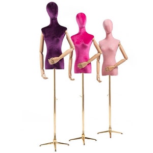 Personalized 99 Colors Velvet Wooden Arms Female Mannequin Dress Form Marissa