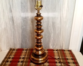 Retro Antiqued Gold Tone Table Lamp, 3 Way Table Lamp