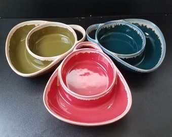 Soup Mug with Cracker Tray, Colorful Ceramic Drip Soup and Cracker Bowl,