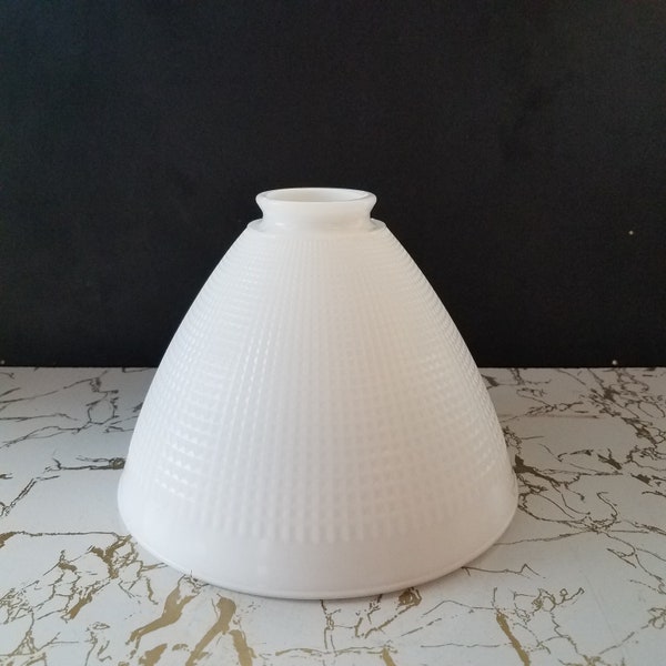 Vintage Waffle Pattern Milk Glass Reflector Shade,  2 1/8 Inch Fitter, Corning, Replacement Torchier Shade, Glass Stiffel Shade