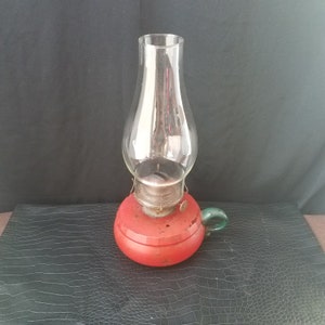 Vintage Shabby Chic Small Glass Oil Lamp, Small Chamber Oil Lamp
