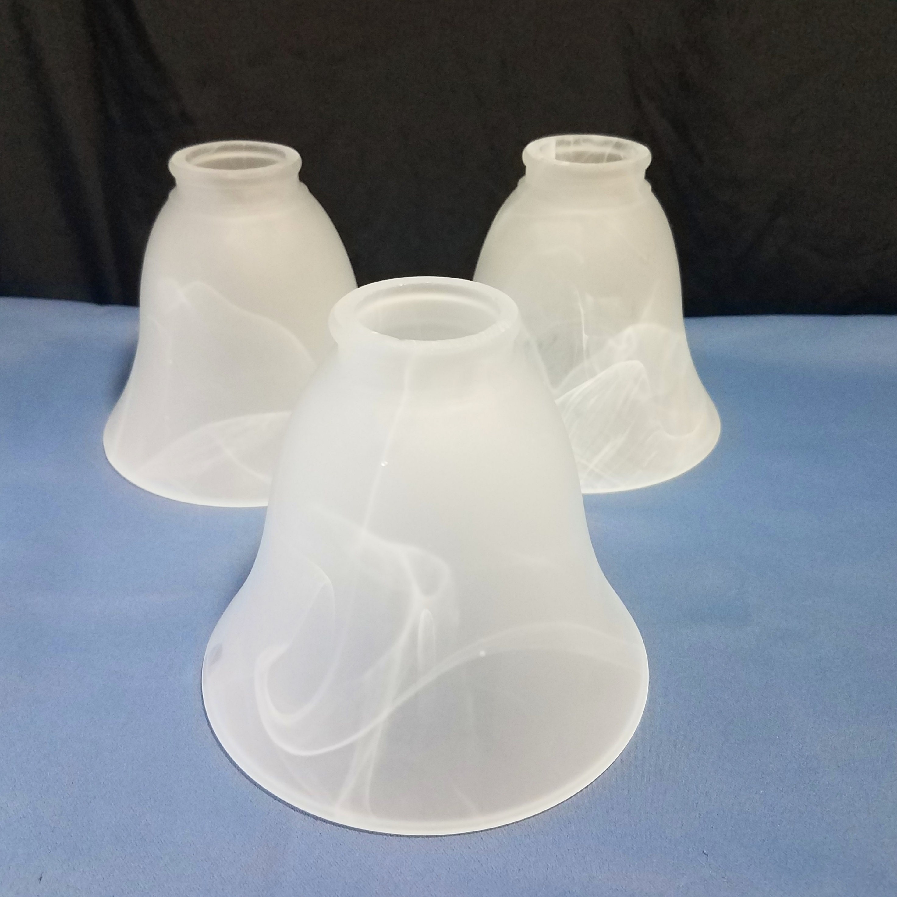 Vintage Bell Shaped Frosted and Alabaster Glass Pendant Shade 2 1