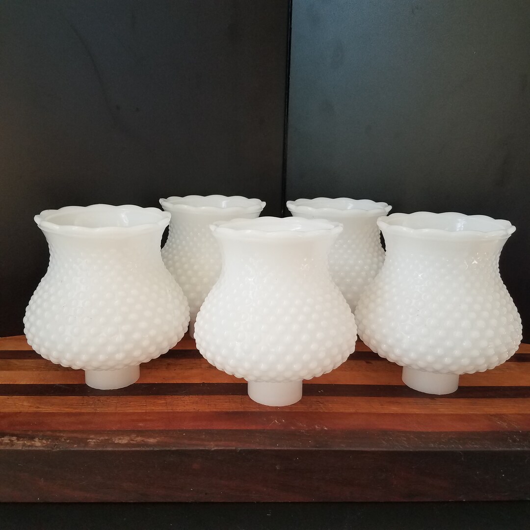 Vintage Hobnail Milk Glass Chandelier or Sconce Shade, 1 5/8 Inch