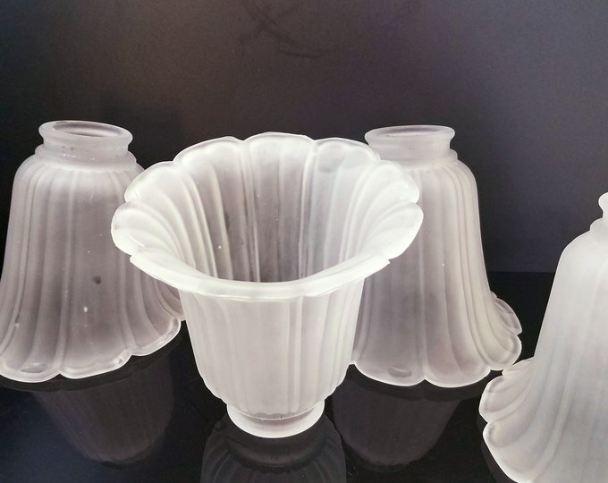 Vintage Frosted Glass Replacement Shade, Flower Shaped Shade, 2 1/8