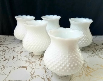 Vintage Hobnail Milk Glass Chandelier or Sconce Shade, 1 5/8 Inch Fitter, Fenton Glass Shade, Replacement Glass Shade