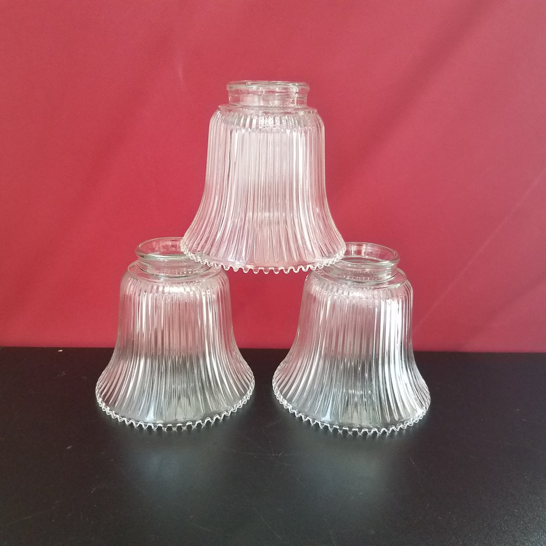 Ribbed Glass Pendant Shade, 2.25 Inch Fitter, Clear Glass Shade for