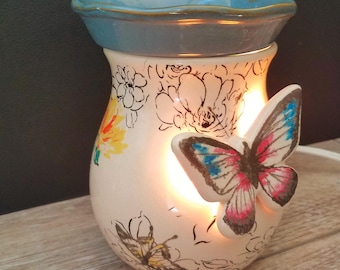 3D Butterfly Electric Wax Warmer, Butterflies and Flowers Electric Scented Wax Burner