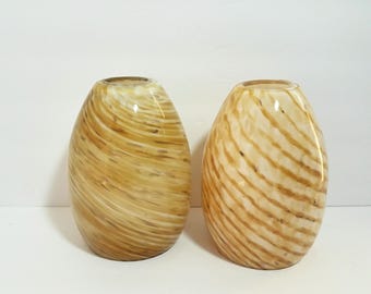 Caramel Swirled Art Glass Pendant Shades, 1 5/8 Inch Neckless Fitter, Murano Style Pendant Shades, Replacement Pendant Shade