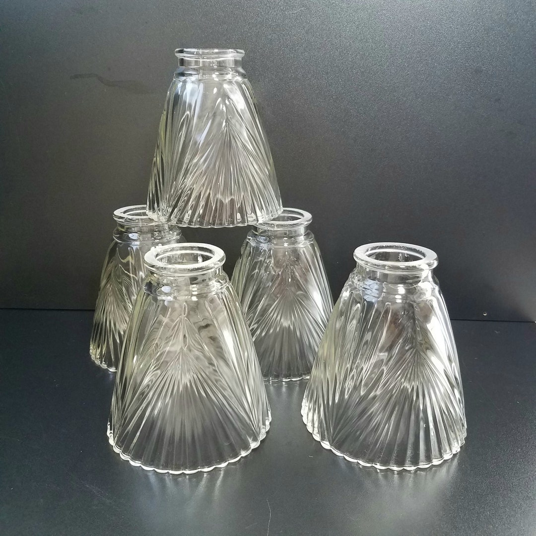 Clear Glass Pendant Shade With Fan Pattern 2 1/8 Inch Fitter Etsy
