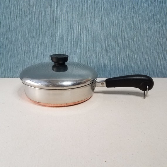 Vintage Revere Ware Copper Bottom 7 Inch Skillet With Lid, Process Patent,  1 Quart Combination Pan, Revere Ware 1801 