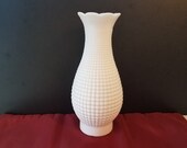 Vintage 1950s Hobnail Milk Glass Hurricane Shade, 3 Inch Fitter, Waffle Pattern Hobnail, Hurricane Lamp Shade