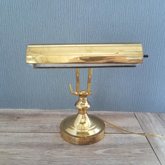 Vintage Gold Tone Piano Lamp, Articulated Desk Lamp, 1 Arm Swivel Leaning Piano Lamp, READ Item Details!!