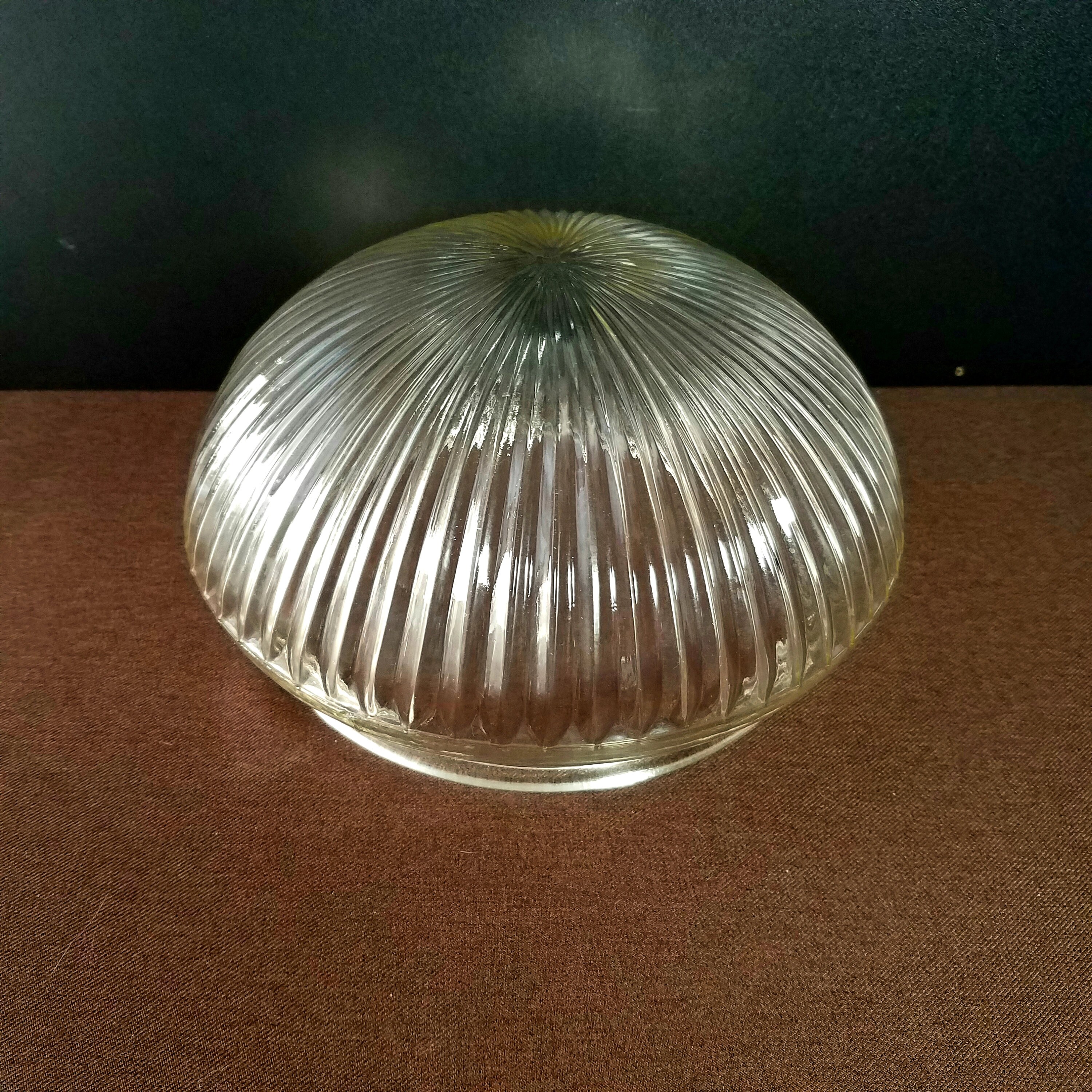 Vintage Clear Ribbed Mushroom Ceiling Light Cover 7.75 Inch