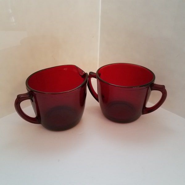 Red Glass Sugar Bowl Etsy