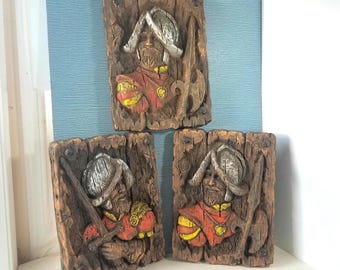 Retro 1960s Conquistador Wall Plaque, Universal Statuary Corp Chicago, Conquistador Wall Art