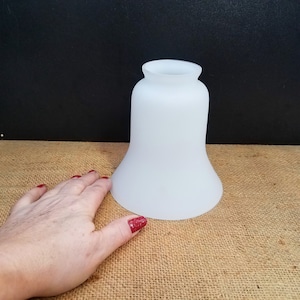 Vintage Alabaster White Glass Pendant Shade, 2 1/8 Inch Fitter, Bell Shaped Glass Replacement Shade