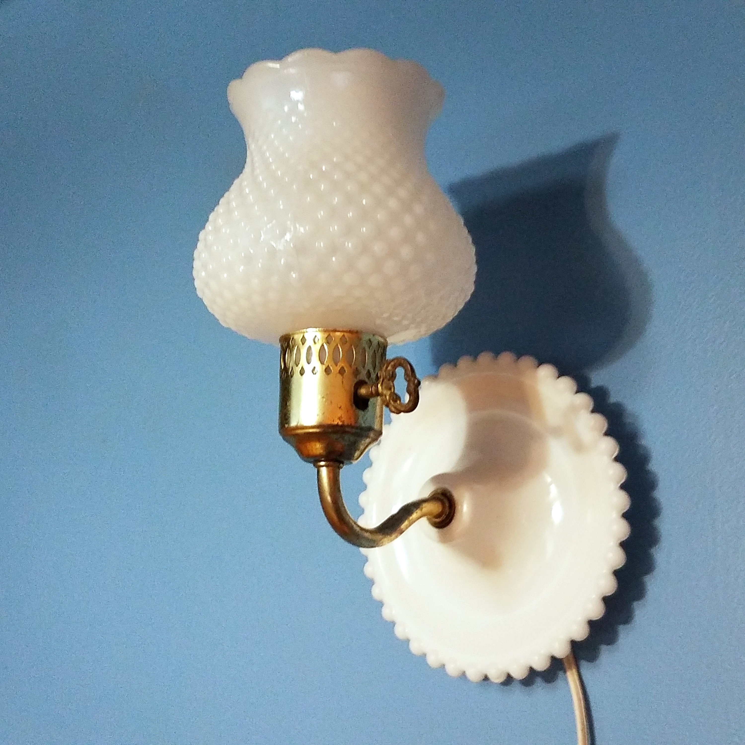 Vintage milk glass wall sconce deals