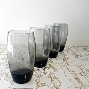 Set of 4, Retro Smokey Grey Ombre Heavy Bottomed Tumblers, 16 Ounce Water Glass