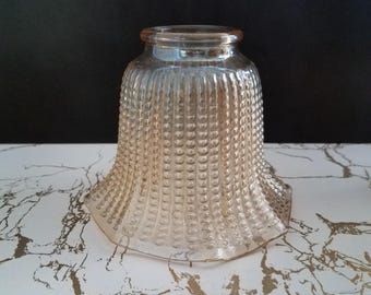 Gold Bell Shaped Dot Ribbed Pendant Shade, 2 1/8 Fitter, Glass Replacement Shade