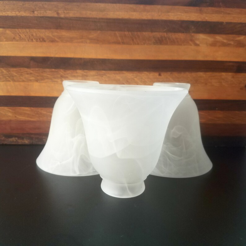 Vintage Marbled Alabaster Glass Pendant Shade, 2 1/8 Inch Fitter, Alabaster Sconce Light Shade, Replacement Glass Shade image 3