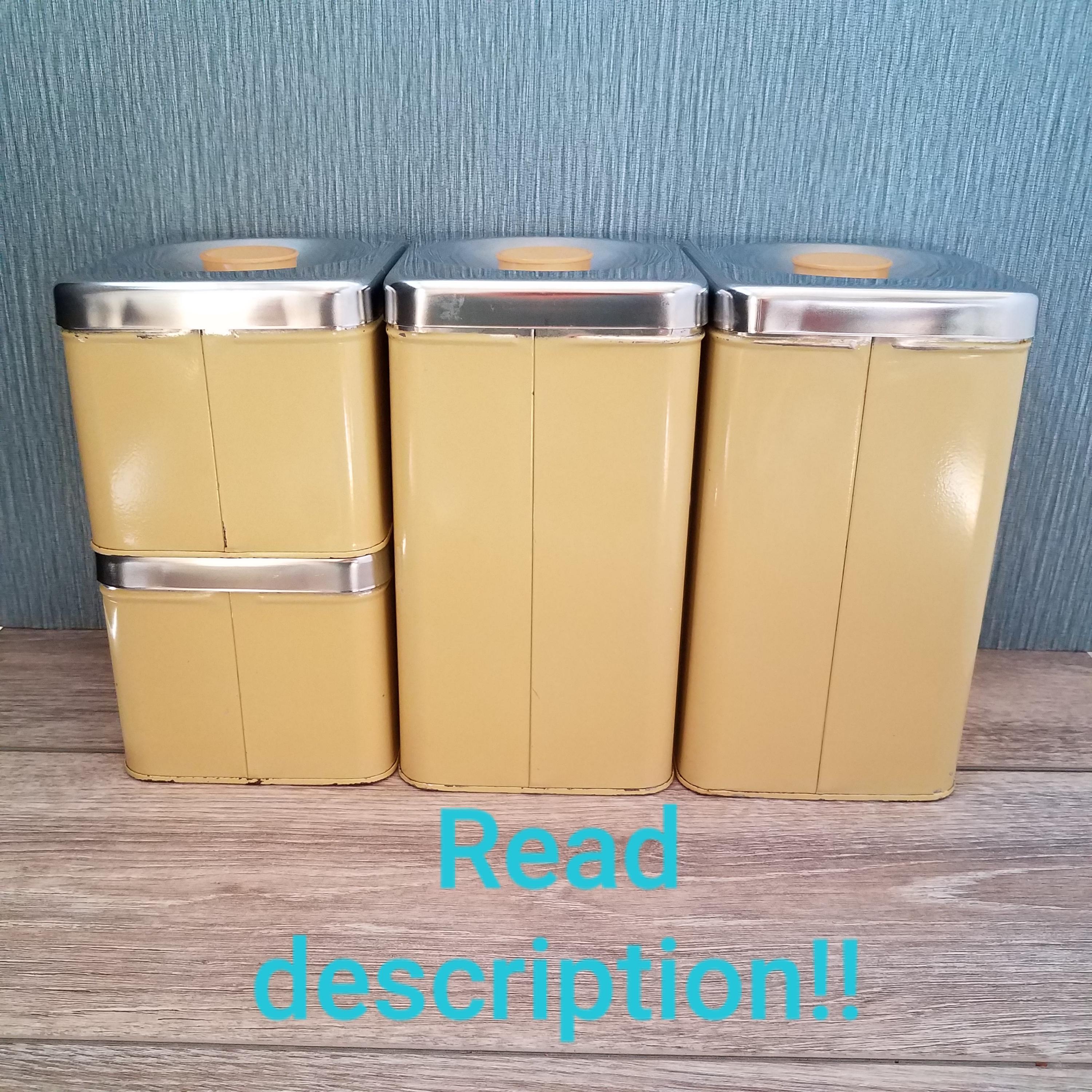 Vintage Ecko Canette Harvest Gold Canister Set, Retro 70s Gold