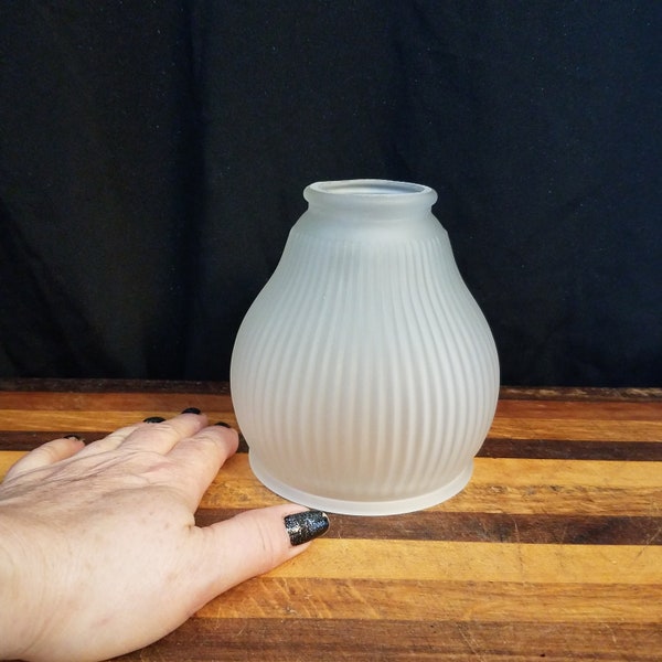 Frosted Ribbed Glass Pendant Shades, 2 1/8 Inch Fitter, Chandelier Shade, Sconce Shade